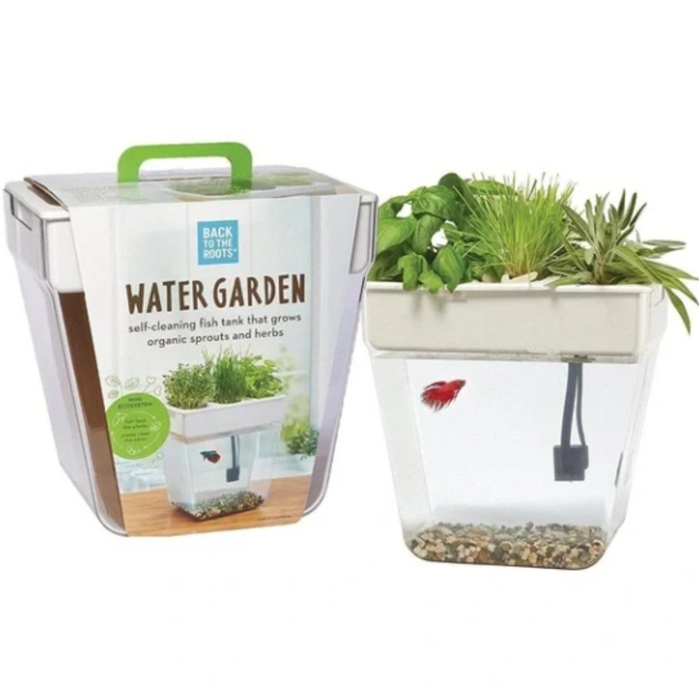 WATER GARDEN: Self-Cleaning Fish Tank Hydroponics Ecosystem micro greens